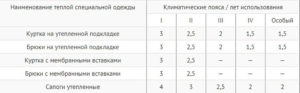 Сроки полезного использования спецодежды в таблице