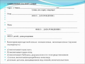 Анкета с родителями статус семьи
